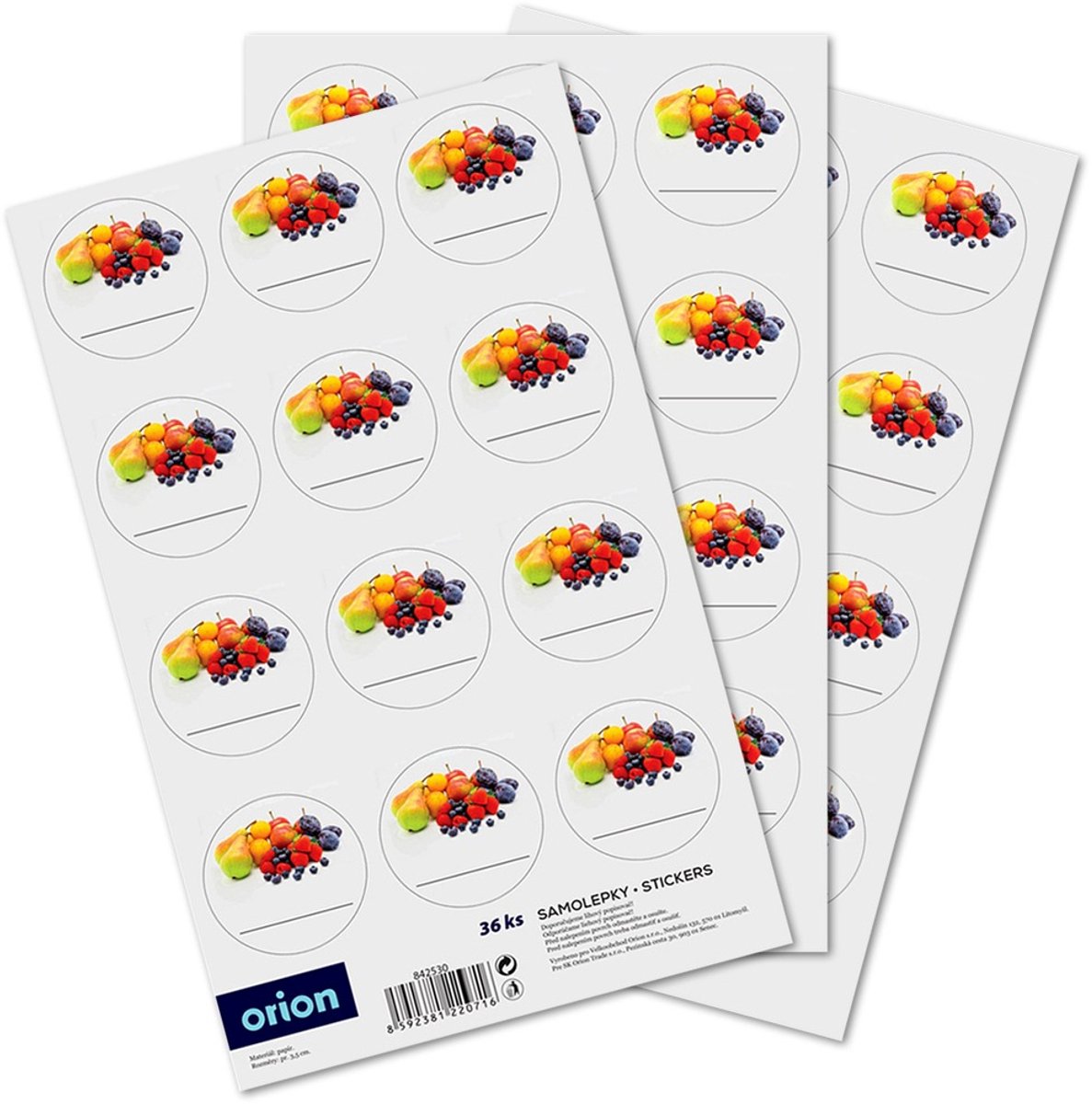 Orion - Zelfklevende Etykieten - 36 stuks - Ovaal - Fruitmotief