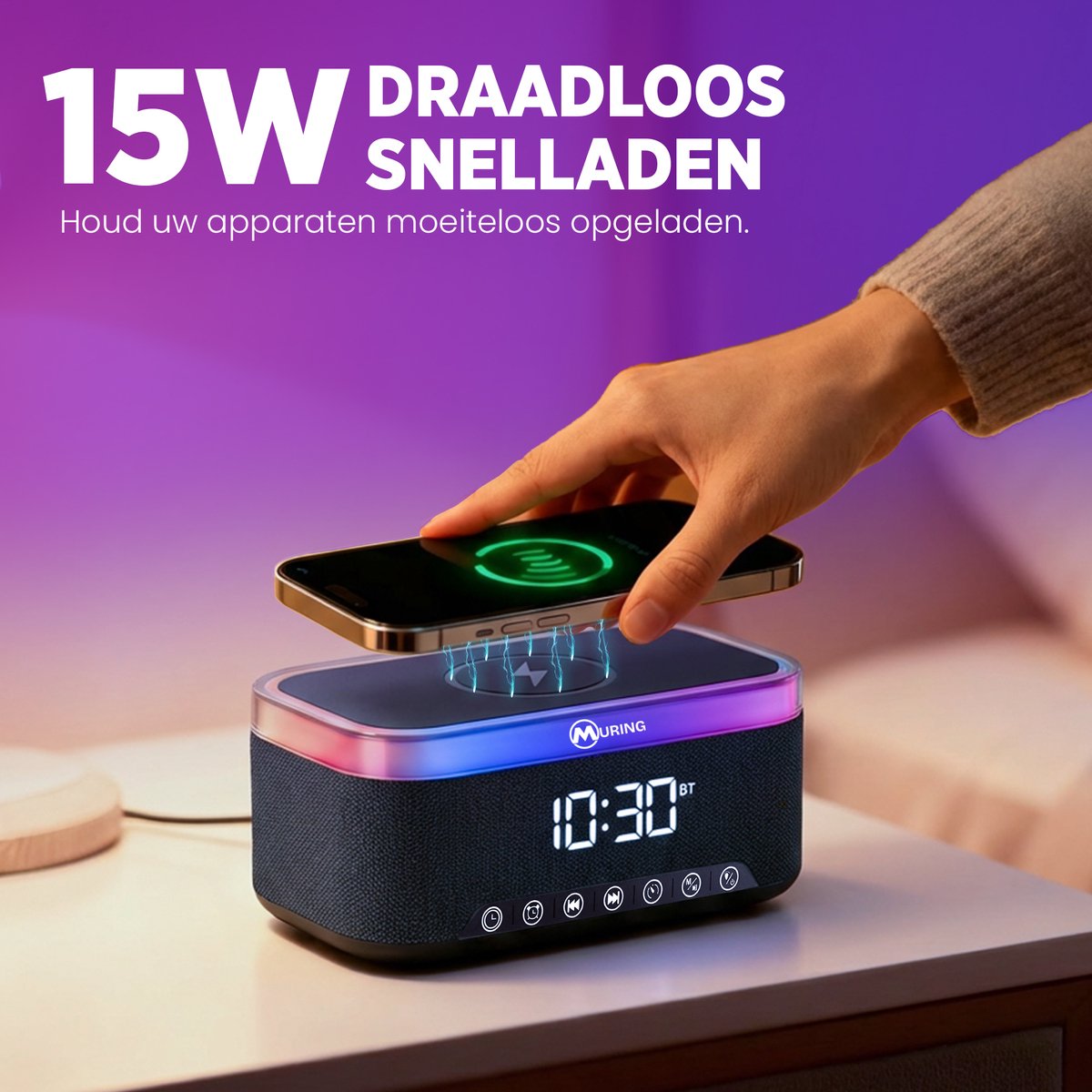 Digitale Wekker, HiFi FM-radio Oplaadbare Spiegelklok