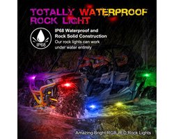 RGB LED rock light kit 4 modules elektrostatische ontladingslamp lamp met verlichting systeem met bluetooth app bediening Geschikt voor UTV, ATV, polaris, kam-am, yamaha, motorfiets
