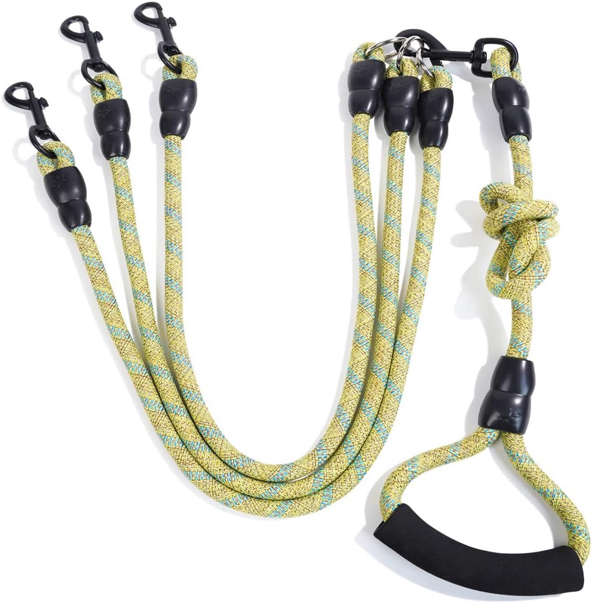 Sterke 3-Weg Nylon Hondenriem met Gewatteerd Handvat en Anti-Klit Mechanisme