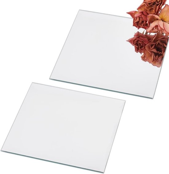 Foto: Allecta vierkante glazen spiegel tegels 2 stuks decoratieve glazen tegels craft spiegel kaars plaat wanddecoratie bruiloft decor diy 10x10cm 2 5mm dikte