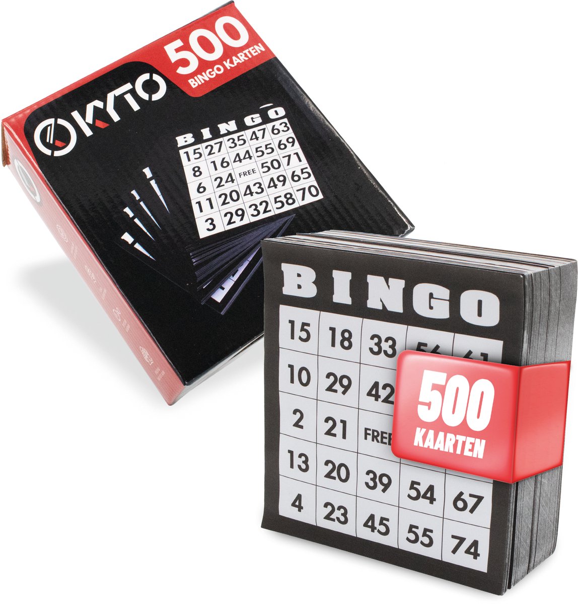 Kyto Bingo Kaartenset 500 stuks - 500 verschillende kaarten, 25 velden, nummers van 1-75, Amerikaans B-I-N-G-O