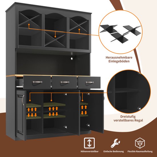 Keukenbuffet 120×35×167 Cm - Met LED-verlichting - 1 La En 5 Deuren Verstelbare Planken Wit Keukenbuffet 120×35×167 Cm - Met LED-verlichting - 1 La En 5 Deuren Verstelbare Planken Wit