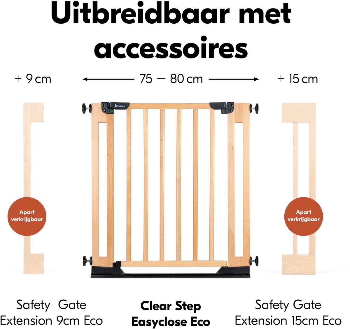 hauck Clear Step Easyclose Eco - Stevig deur en traphekje van beukenhout - Beech – foto 6