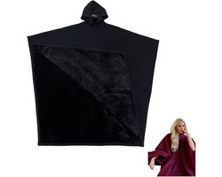Hoodie Draagbare Deken - Draagbare Deken - Hoodie Blanket huggle - Oversized - Punk Extra Lange Hooded Cape voor Volwassenen - Super Zachte Warme Unisex Poncho Mantel - voor Lounge en Outdoor - zwart - 125cm