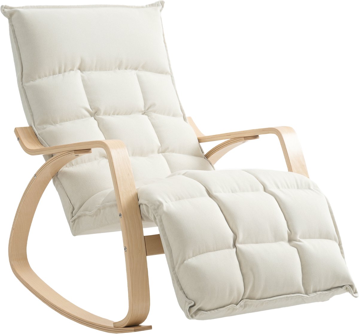 HOMCOM Rocking Chair Polyester 106-123L x 67B x 92H cm Cremeweiß