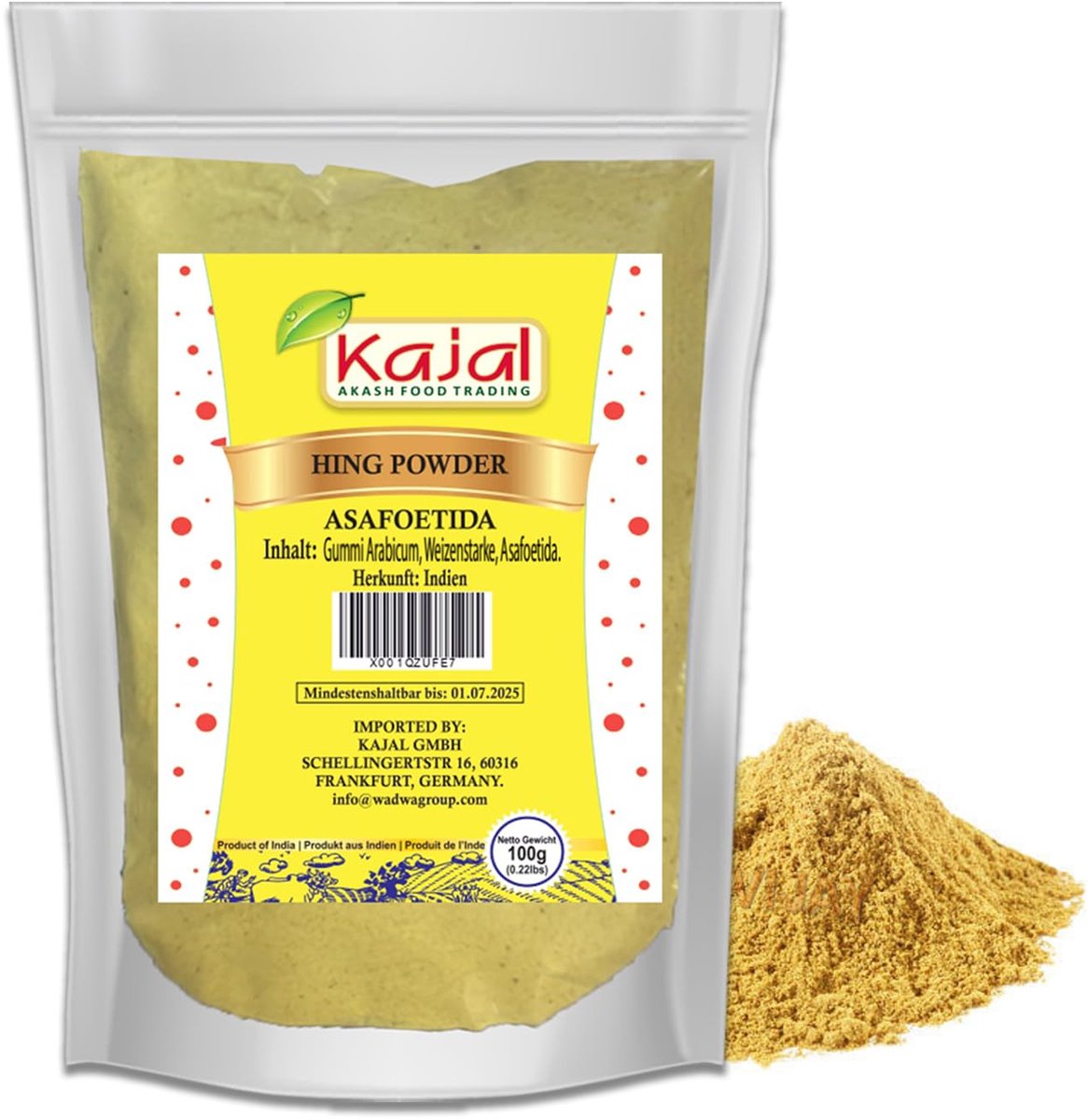 2 X 100g Kajal Duivelsdrek Poeder (Hing) - 100% Natuurlijk & Puur Indiaas Specerij - Authentieke Smaakmaker voor Curry, Dahl & Ayurvedisch Koken - Beste Kwaliteit Asafoetida - Vegan & Glutenvrij met Kajal Sticker