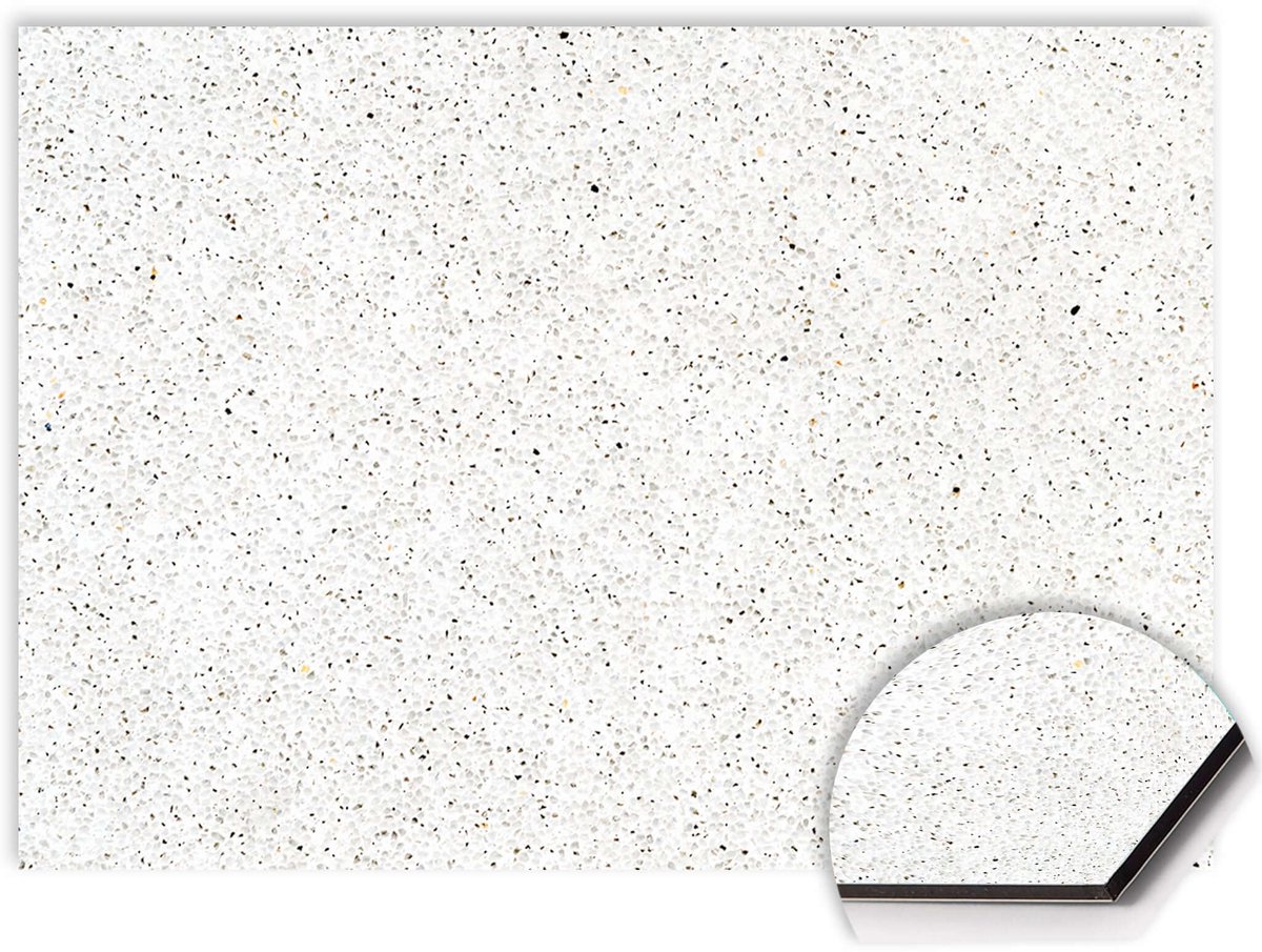 KitchenArt - KitchenArt - Terrazzo Spatscherm - 80x40 cm - Kookplaat Beschermer - Luxe Afdekplaat Inductieplaat - Anti-slip & Oprolbaar - Beschermmat Inductiekookplaat - 80x40 cm - Spatscherm Achterwand Keuken - Spatwand Keuken