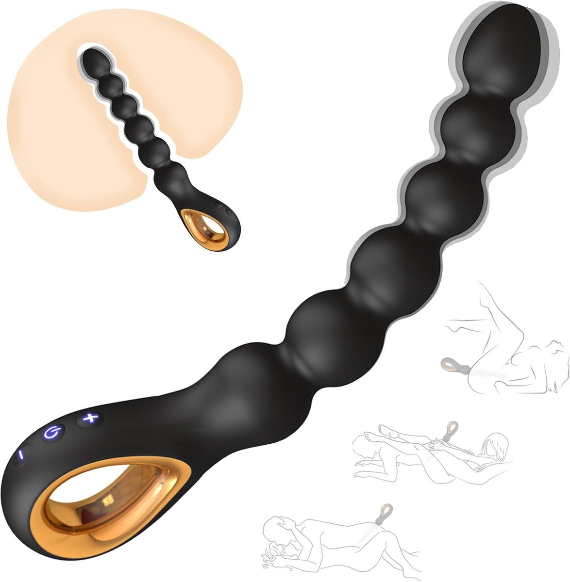 DOWO® - Prostaat Vibrator - Anale kralen - Vibrerende Anaal Stimulator - Anal Beads - Butt Plug- Clitoris Stimulator - Sex Toys voor Koppels - Seksspeeltjes - 10 Standen - Zwart