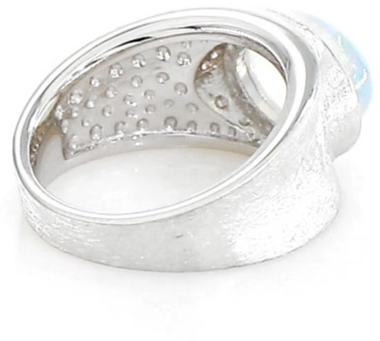 Cavill - Zilveren ring met 1,553 ct ovale Welo-opaal cabochon uit Ethiopië - 925 Sterling zilver - Brede moderne damesring - Luxe sieraden