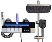 Amolass - Douchekop met Slang - Doucheset - Regendouche - Douchekophouder - Digitaal Display met LED - Verstelbaar (82-110) cm