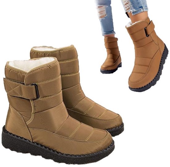 Sneeuwlaarzen - Waterdichte en antislip voering - Warme winterlaarzen - Fluweelvoering - Geschikt voor koud weer en buitenactiviteiten - Geschikt voor ijzige en besneeuwde ondergronden - Winterlaarzen met dikke zool en gespen - Maat 39