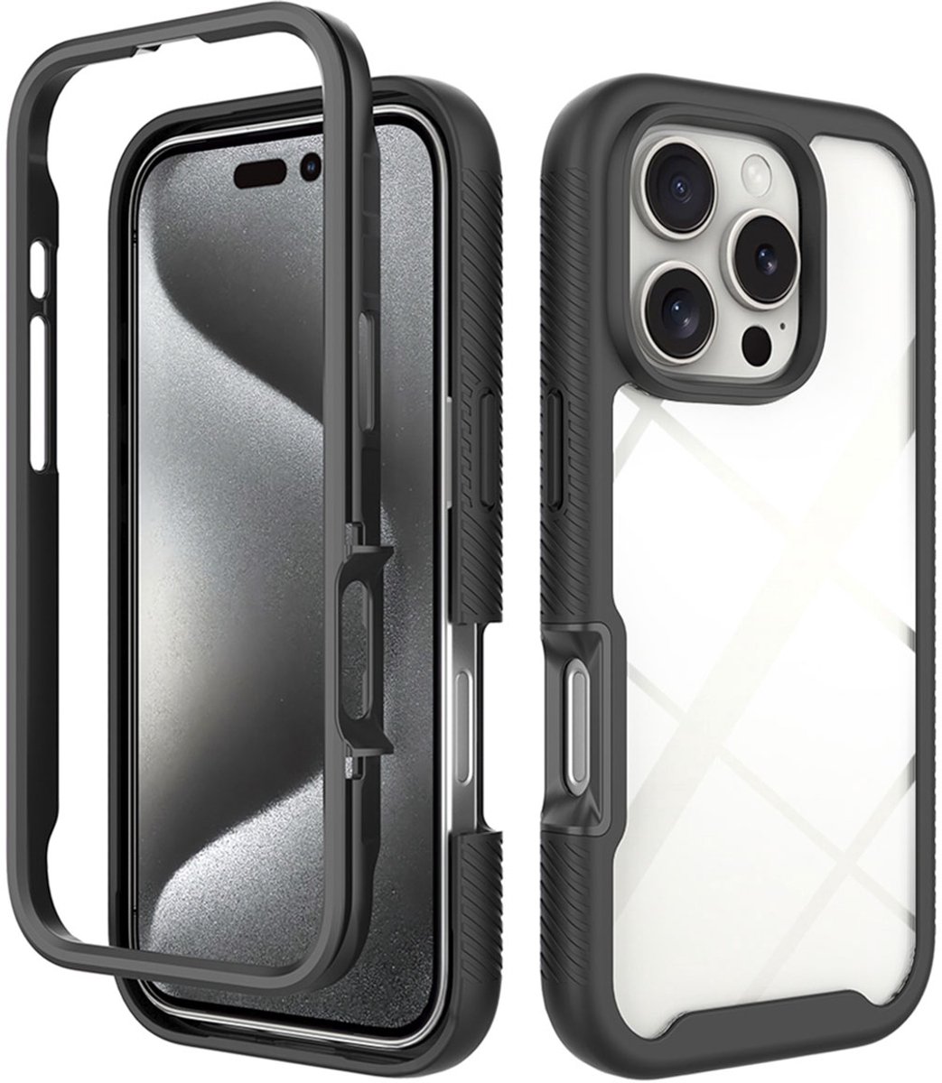 imoshion Hoesje - Geschikt voor Apple iPhone 16 Pro - 360° Full Protective Case - Zwart