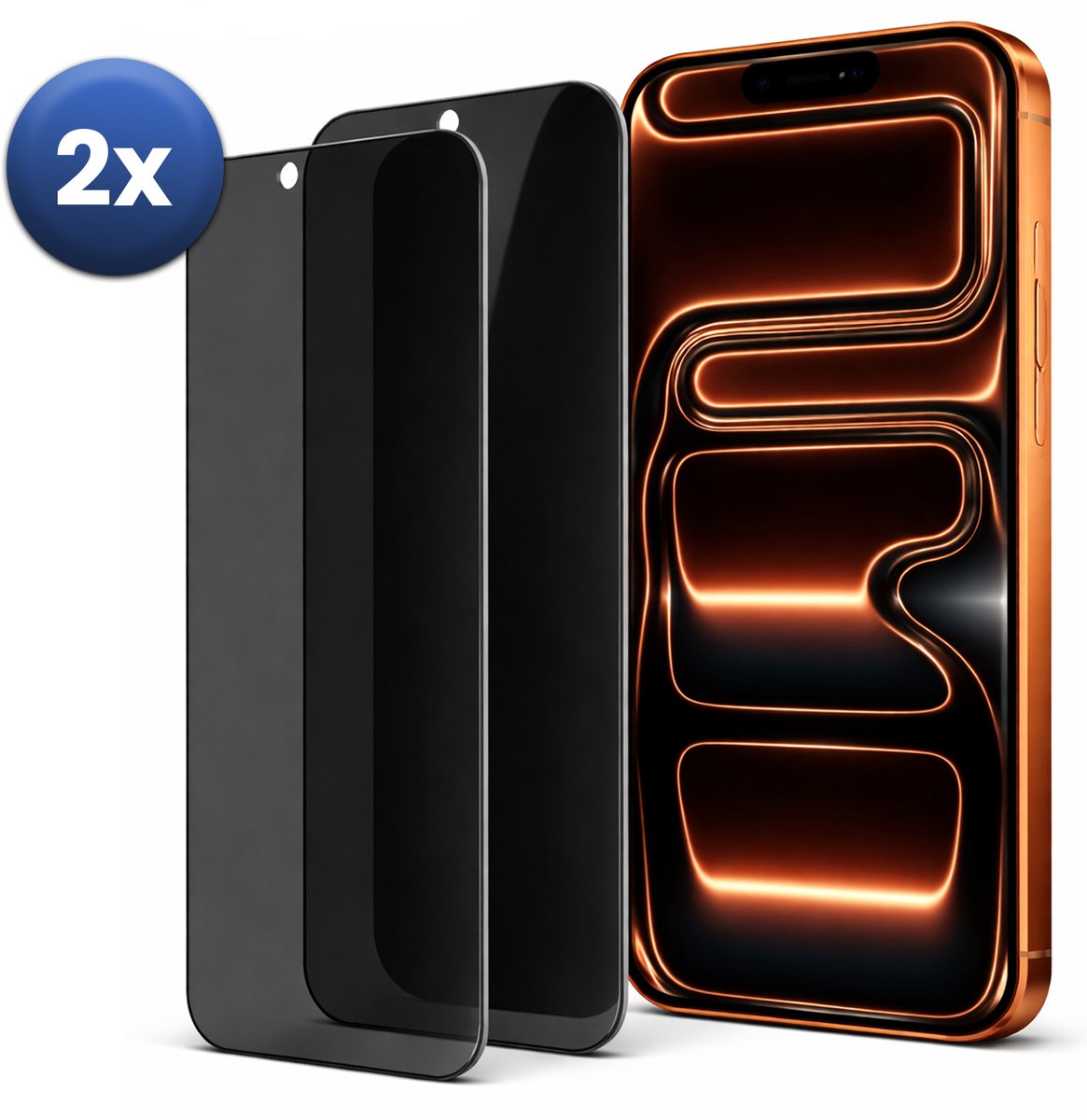 Privacy Screenprotector Geschikt Voor iPhone 17 Pro Max – Privacy Glass – 2-Pack – Anti-Spy – Gehard Glas 9H – Case Friendly