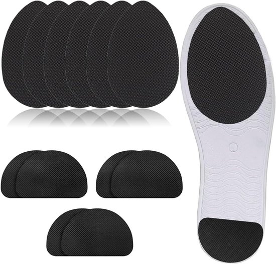 Slijtvaste en antislip pads op de zolen, geluiddempende hakken, beschermende zool