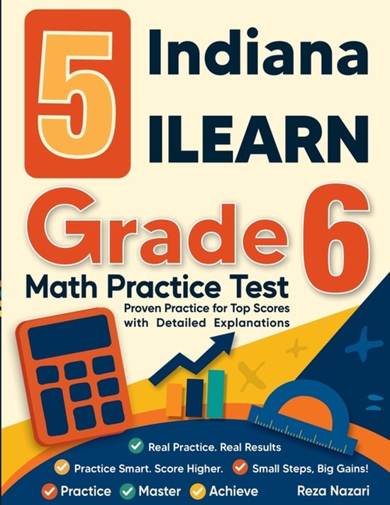 5 Indiana ILEARN Grade 6 Math Practice Tests - cover