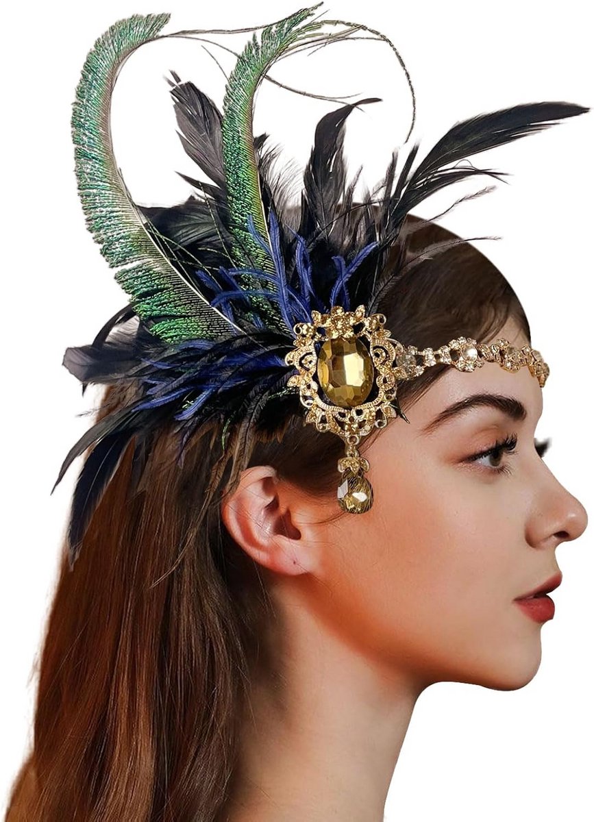 Feestelijke Pavo Veer Hoofdband Jaren '20 Flapper Stijl Cadeau