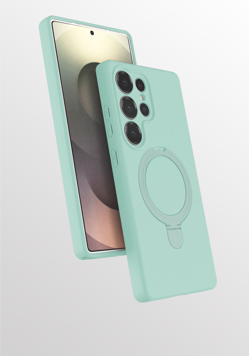 Hoesje Geschikt voor Samsung S25 Ultra hoesje zacht siliconen Mint Groen - Liquid Backcover ring hoesje Geschikt voor Magsafe