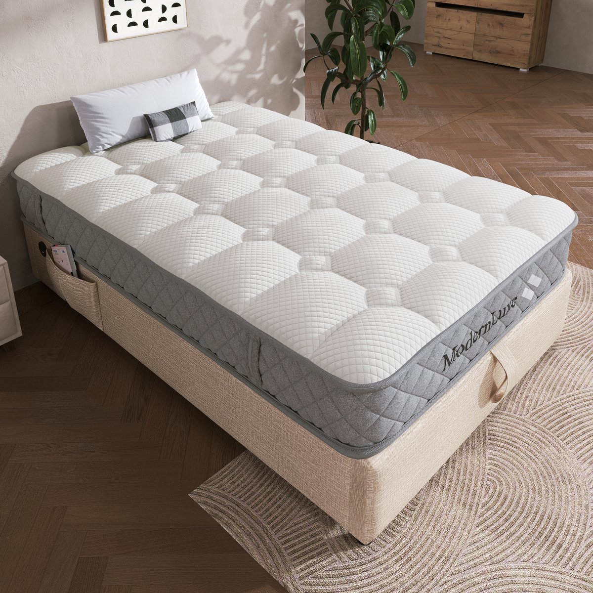 STILVORA Matras 90 x 200 cm Met Matras Orthopedische 7 Zones Pocketvering Koudschuim H3 Voor Volwassenen 20 cm Wit