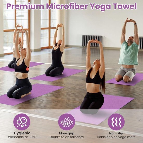 Yoga handdoek - Antislip - Sneldrogend - 183x63 cm - Paars — afbeelding 3