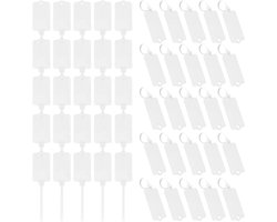Set van 50 waterdichte kunststof labels met kabelbinders – herbruikbare beschrijfbare taslabels – sleutellabels voor opslag kleding bagage kantoor magazijn wit