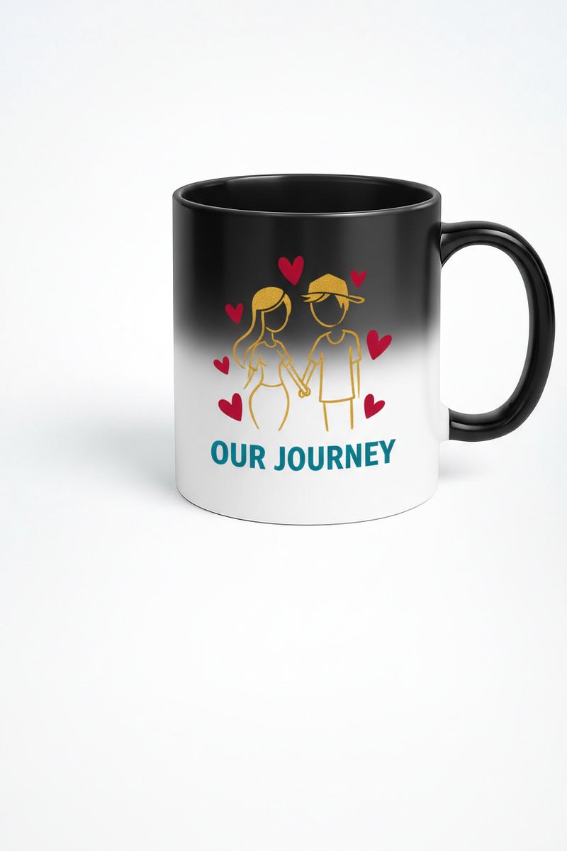 Magische Mok 'Our Journey' - Hittegevoelige Mok met Romantisch Koppel Ontwerp