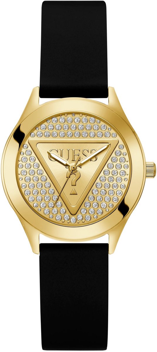 Guess Glitz Plaque Quartz Analog Gold-Tone Case: 100% Recycled Steel | Armband: 100% Silicone 34 mm GW0745L5