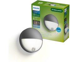 Philips LED Philips Capricorn Wandlamp - Buitenverlichting met Bewegingssensor - Weerbestendig: IP44 - Warmwit licht: 2700K - Antraciet