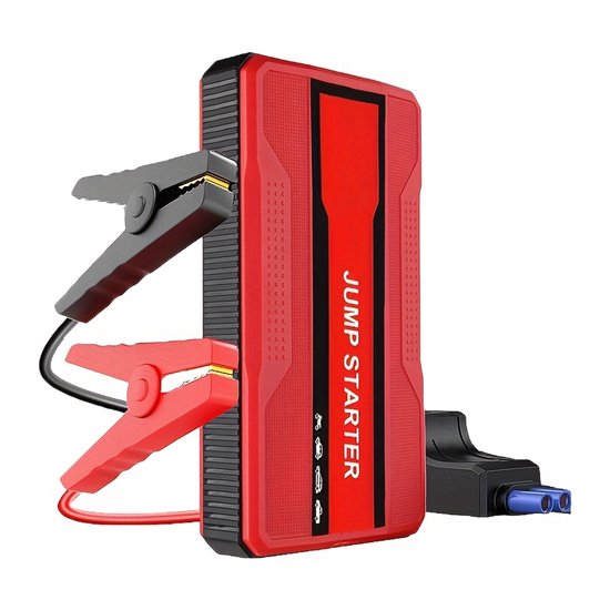 12V auto-startbooster - met powerbank, LED-zaklamp, raamverbreker en SOS-noodverlichting - USB-oplaadpoort