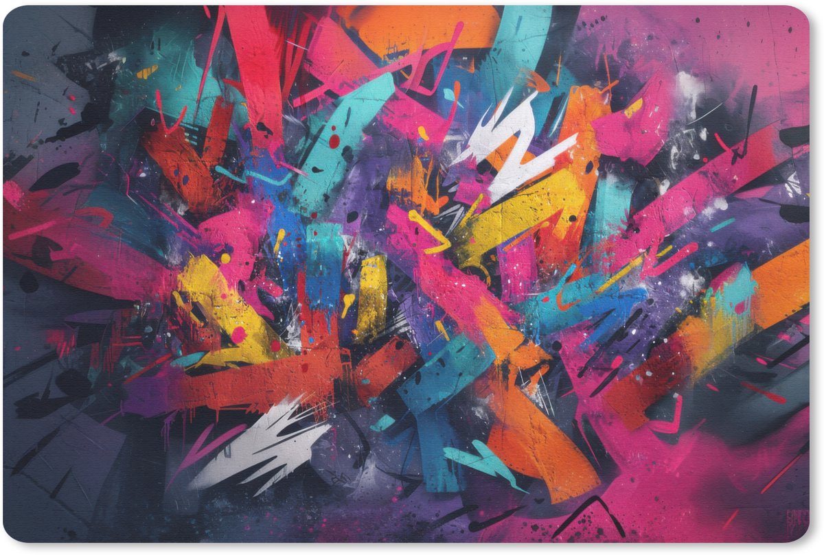 Muismat 27x18 cm - Mousepad Abstract - Explosie - Neonkleuren - Muismatten