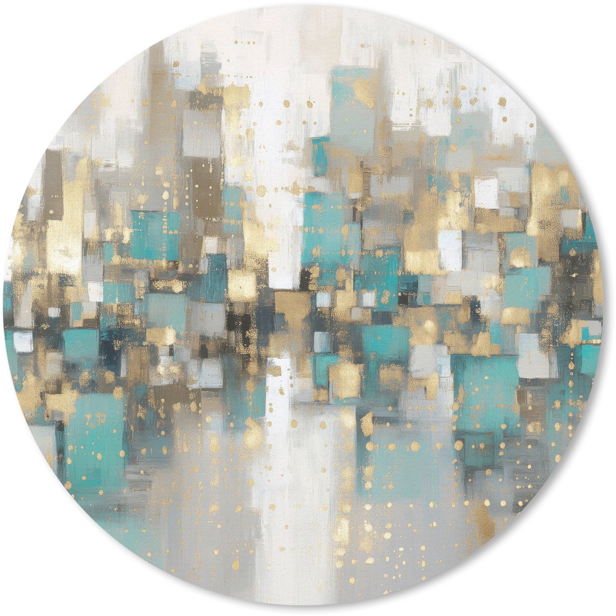 Muismat rond 30x30 cm - Mousepad Abstract - Blokken - Goud - Skyline - Ronde muismatten