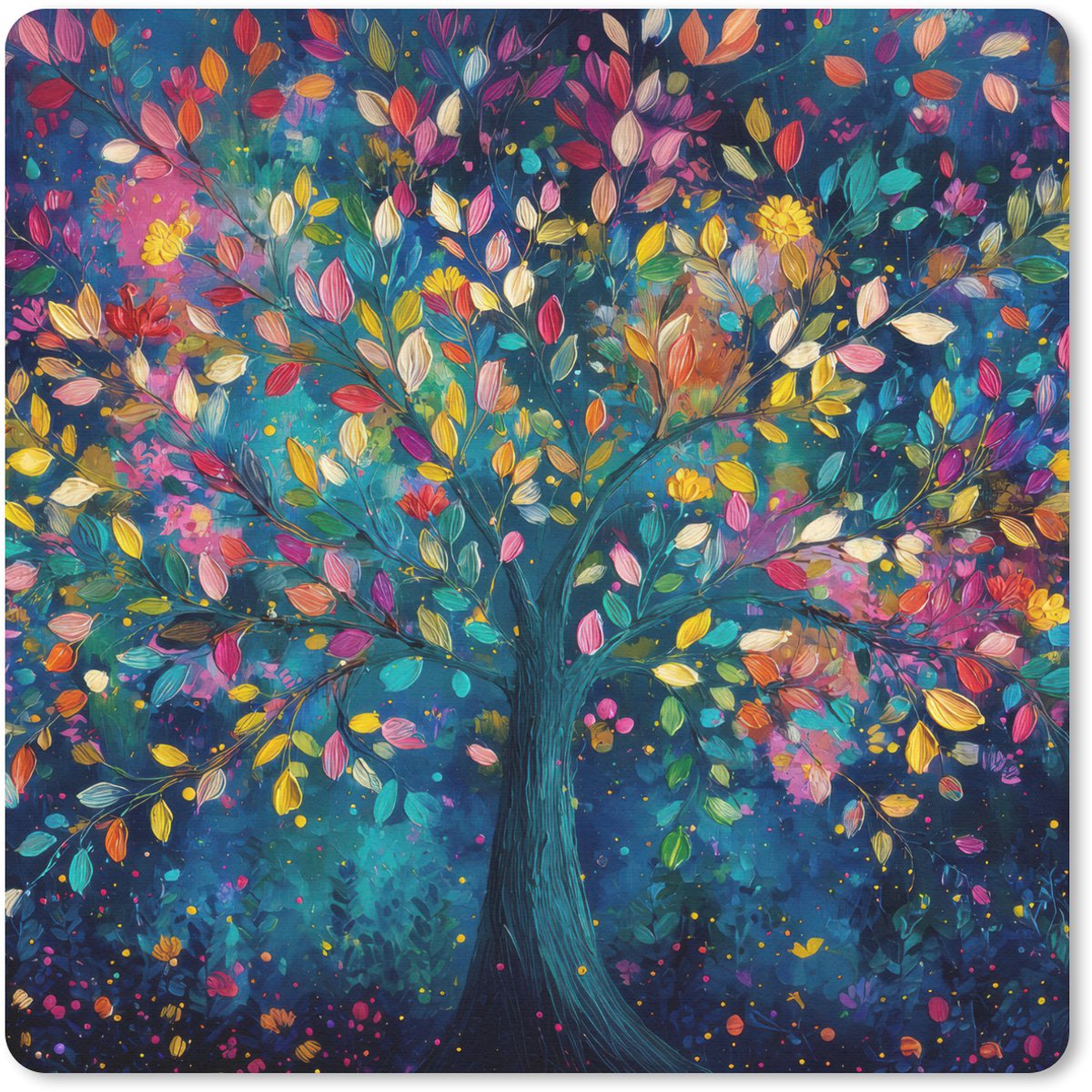Muismat 30x30 cm - Mousepad Kleurrijk - Boom - Magisch - Abstract - Muismatten