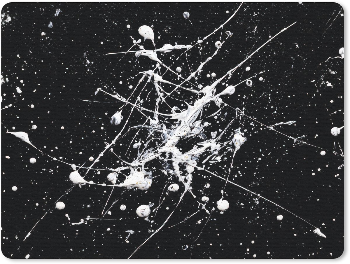Muismat 23x19 cm - Mousepad Verfspatten - Wit - Abstract - Explosie - Muismatten