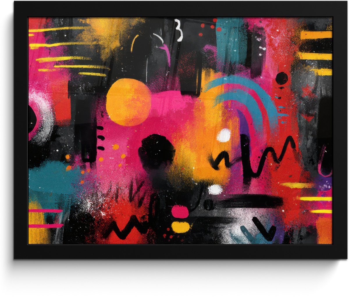 FrameYourWall Poster in lijst - Fotolijst 40x30 cm - Posters - Kleurvlakken - Vormen - Kleurrijk - Abstract - Posterlijst zwart - Decoratie - Wanddecoratie woonkamer - Muurdecoratie slaapkamer Kleurvlakken - Kleurrijk - Abstract
