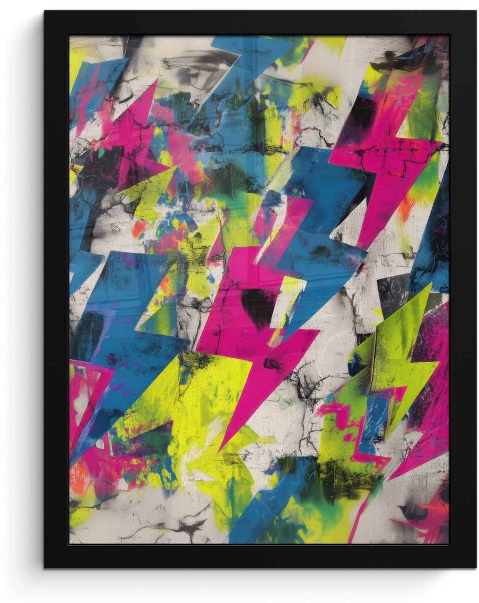 FrameYourWall Poster in lijst - Fotolijst 30x40 cm - Posters - Bliksemschichten - Patroon - Marmer - Kleuren - Posterlijst zwart - Decoratie - Wanddecoratie woonkamer - Muurdecoratie slaapkamer Bliksemschichten - Patroon - Kleuren