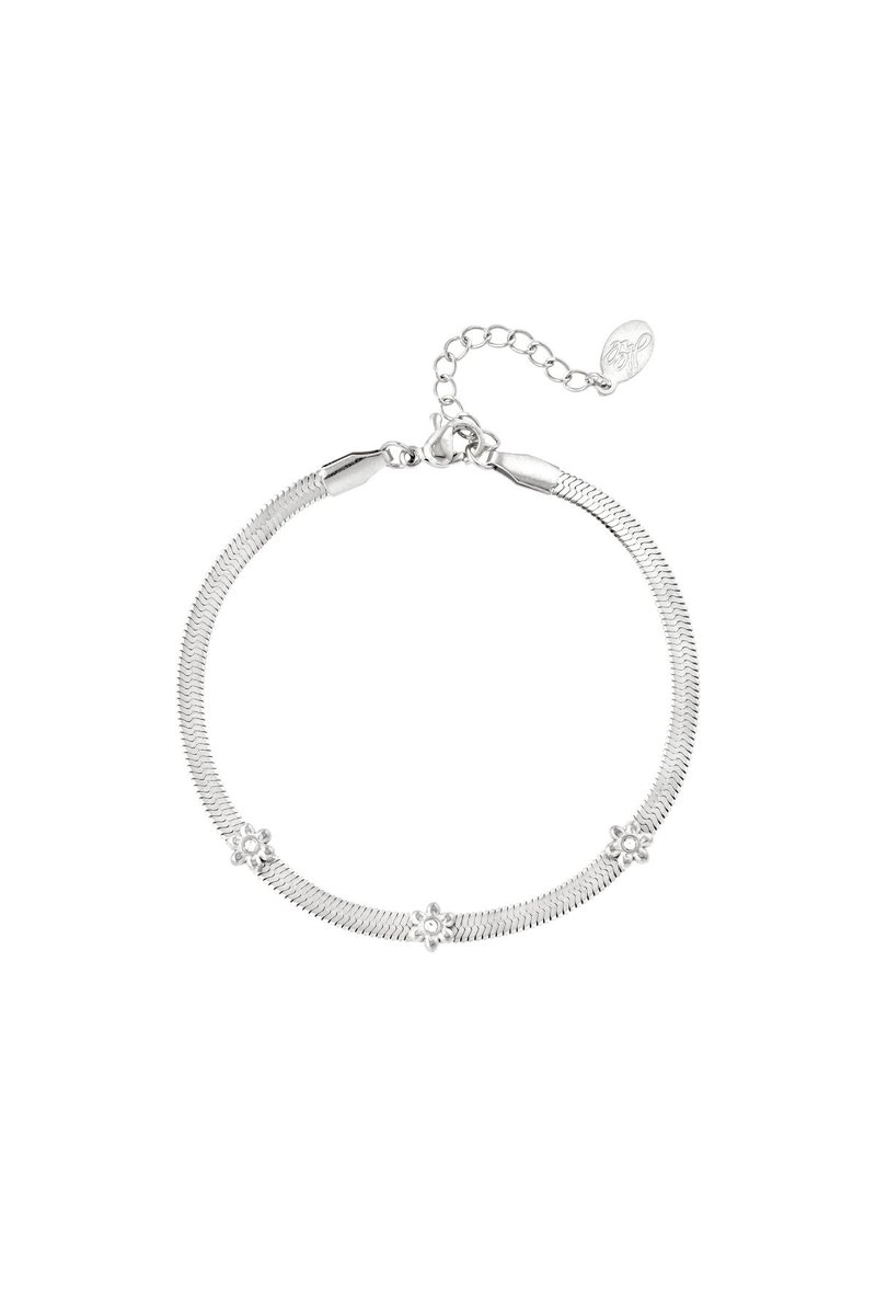 YWG - Roestvrijstalen armband met bloemetjes Zilver kleur Stainless Steel