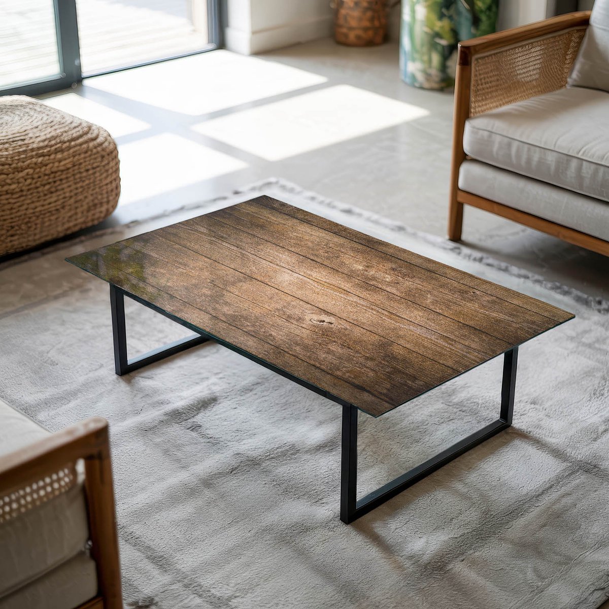 Coloray Tafelblad - Tuintafelblad - 120x80 cm - Bruin - Rechthoek Glazen Tafelblad - Tafel