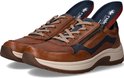 Paar bruine sneakers met rits en uitneembare binnenzolen.