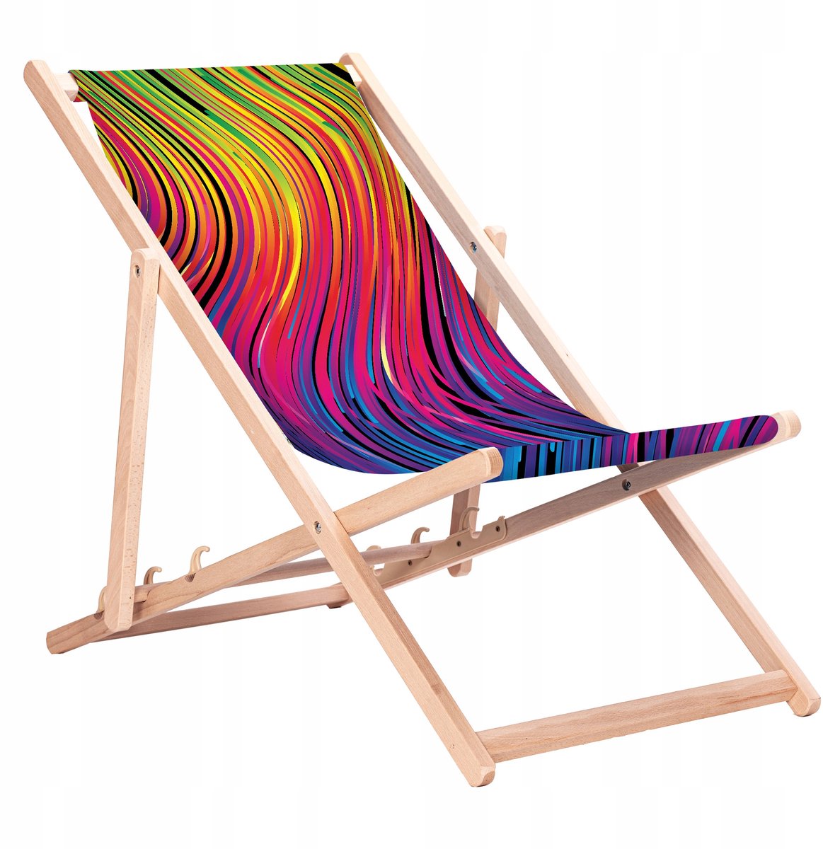 Houten ligstoel met abstracte print, verstelbaar, draagvermogen 110 kg