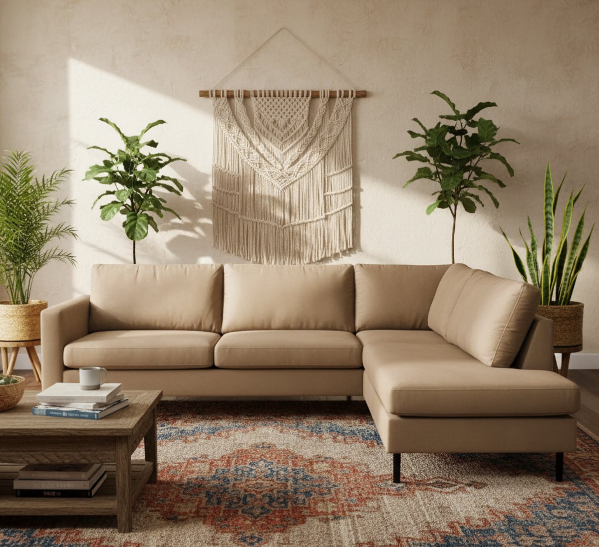 Luxe 4-zits Bank Verona Crème – Comfortabele Rechthoekige Sofa 247x195x84 cm | Altameubel