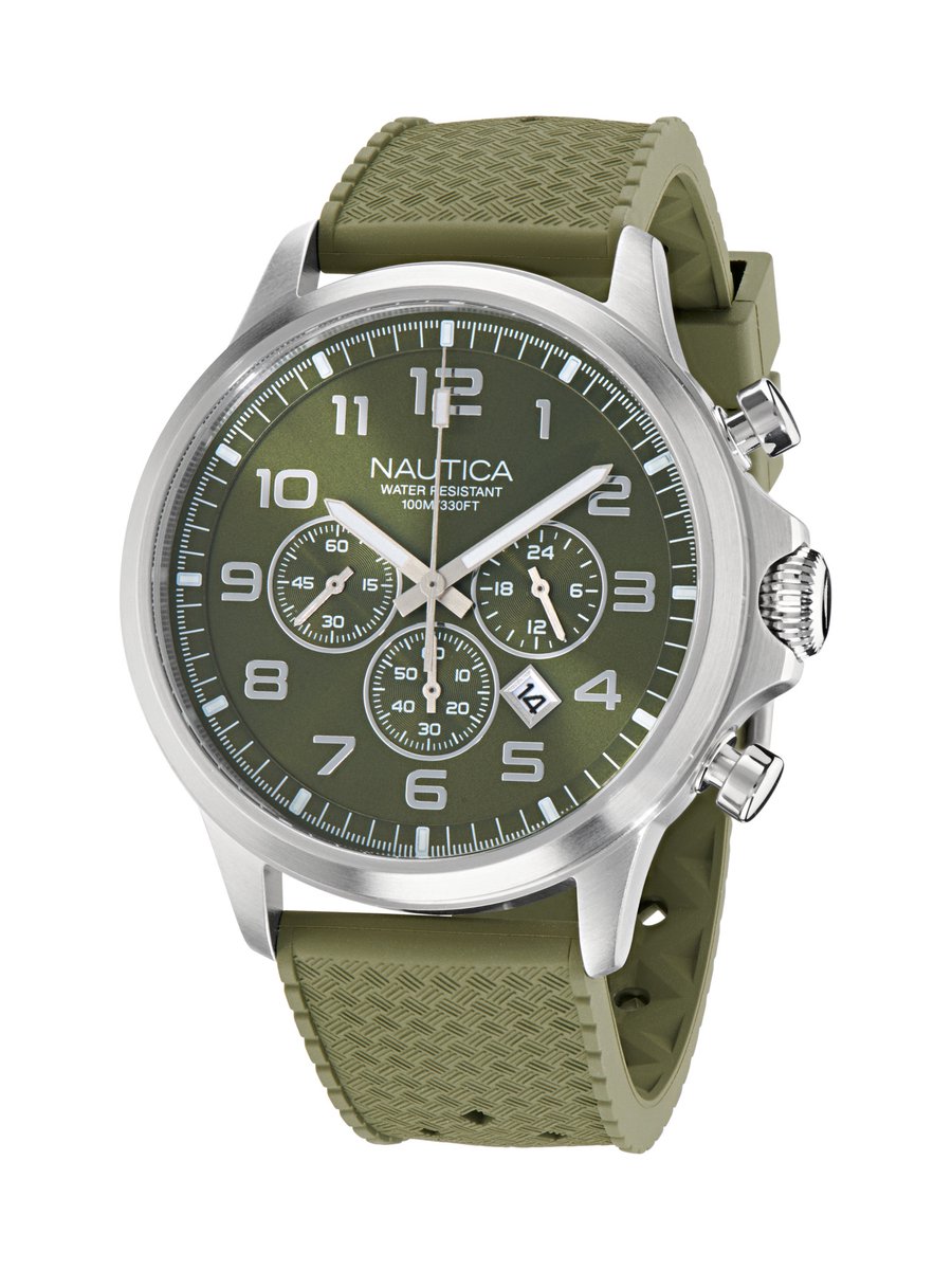 Nautica Nct Blueocean Analoog Horloge Zilveren Toon Case: 100% Roestvrij Staal | Armband: 100% Synthetisch Rubber 45 mm NAPBOS401, NAPBOS402, NAPBOS403