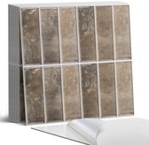 Coloray Plaktegels - Verticale tegelribben Portugese Tegels - 30 cm x 30 cm - Bruin Plaktegels - 9 stuks - Vierkant PVC Tegels - Plaktegels Keuken - Zelfklevende Vloertegels - Vinyltegels Vloer Zelfklevend - Zelfklevende Tegels