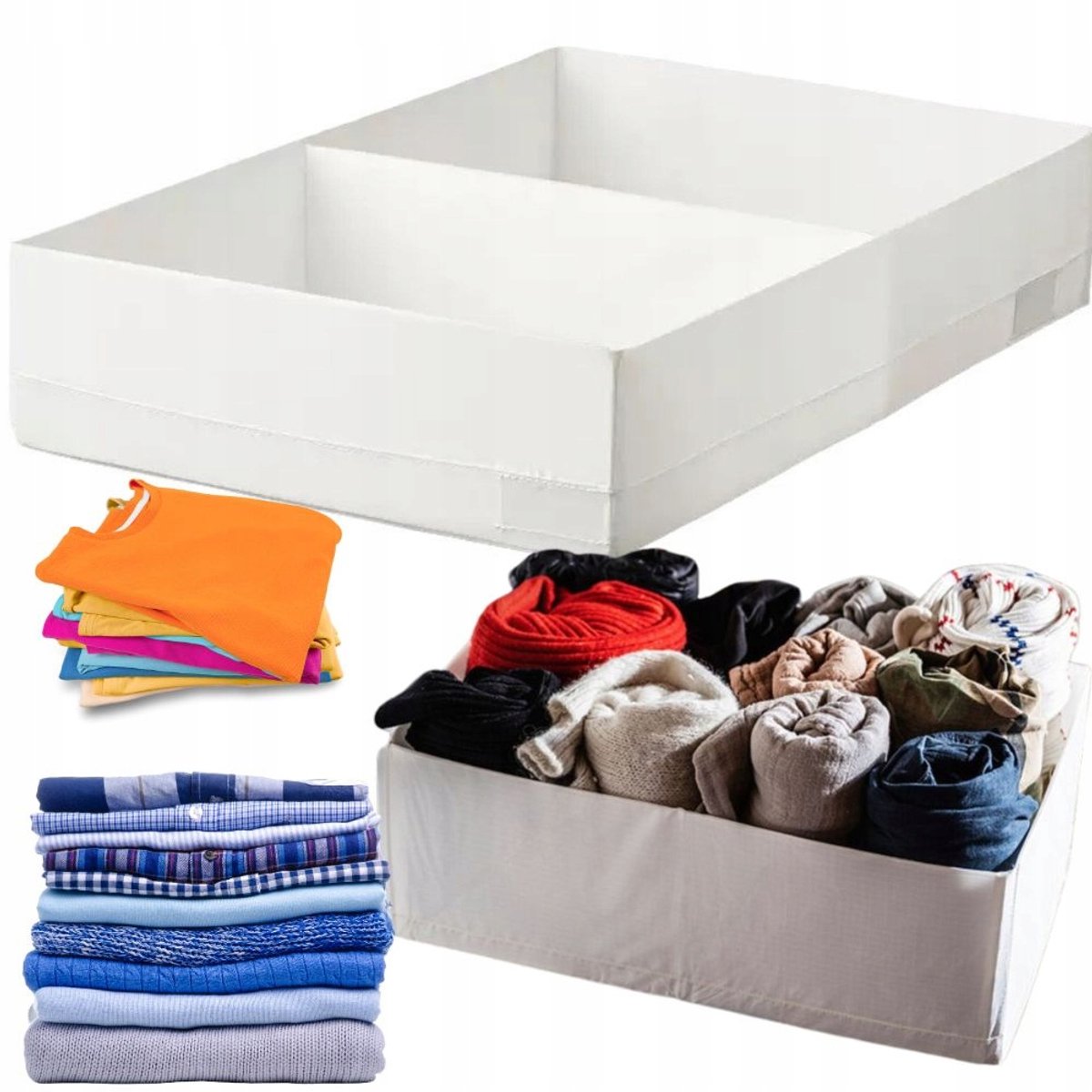 Witte lade-organizer voor ondergoed, sokken en kleding - 20x34x10cm