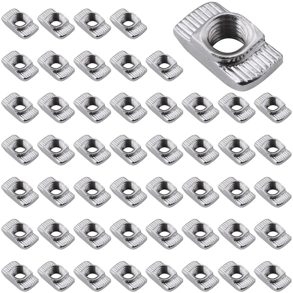 CSGoods - Hamermoeren 50 stuks 8 mm groef 8 M6 schroefdraad koolstofstaal T-sleuf 3030 profielgroefstenen extrusiesleuf hamermoeren aluminium profiel groefmoeren