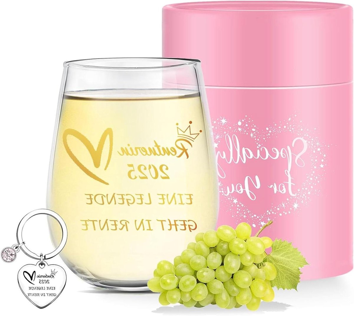 CSGoods - Pensioencadeaus voor vrouwen | Afscheidsgeschenk collega's 2025 | Pensioencadeau met wijnglazen | Gepersonaliseerde pensioencadeaus voor vriendin | Decoratieve pensioenartikelen