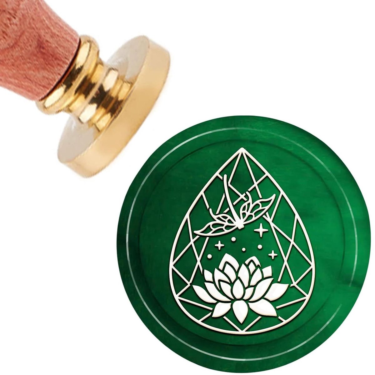 CSGoods - Wax Stempel voor Verjaardag Uitnodigingen en Scrapbooking 30mm met Lotus en Libel Design