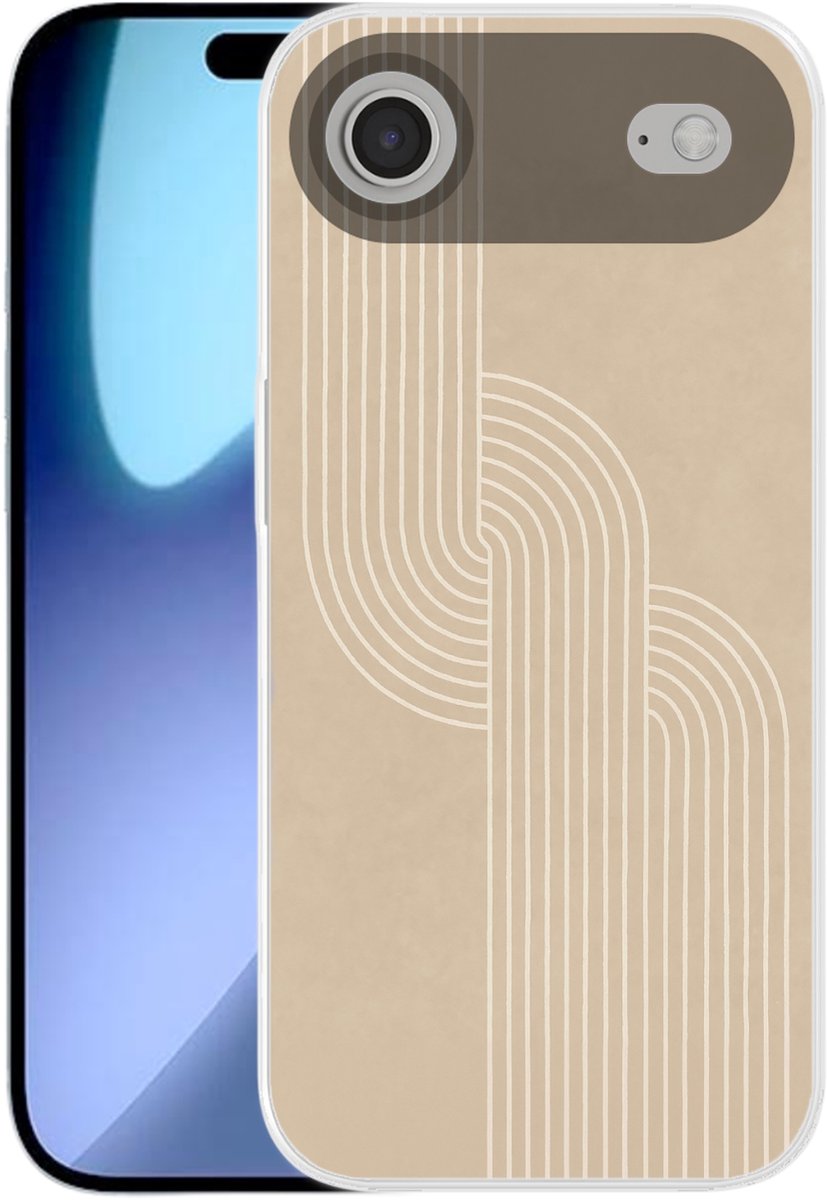Telefoonhoesje Geschikt voor iPhone Air hoesje - Parallelle lijnen - Lichte textuur - Beige - Siliconen Telefoonhoesje Telefoonhoesje