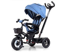 Milly Mally Movi kinderdriewieler denim - Driewieler met duwstang