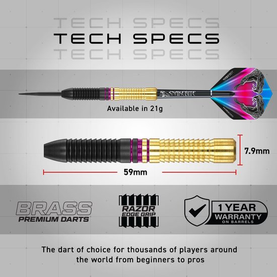Red Dragon Peter Wright Snakebite Brass Dartshopper Exclusives - Dartpijlen van Red Dragon — afbeelding 5