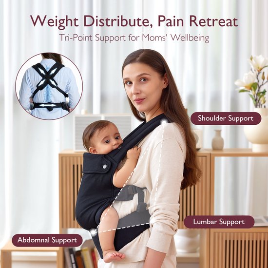 Momcozy PureHug - Baby en Peuter Draagzak - Ergonomisch - Verstelbaar - 3kg tot 20kg — afbeelding 4